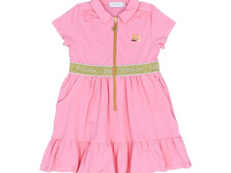 Escada Girls  Pink Zip-Front Polo Dress For Cheap