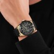 Police Salkantay Gents Black Dial Gold-Tone Stainless Steel Watch with Rubber Strap Hot on Sale