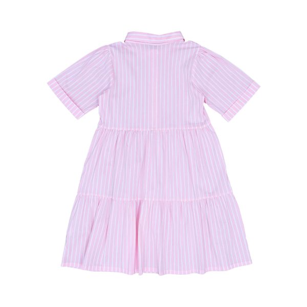 Escada Kids Girls  Pink Striped Short Sleeve Shirt Dress Sale