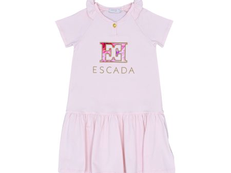 Escada Kids Girls  Pink Ruffle Collar Dress Online Sale