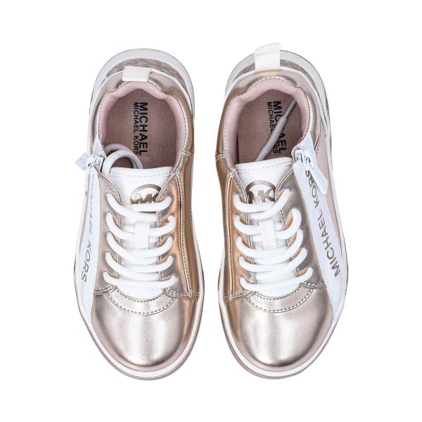 Michael Kors Kids ALEX Metallic Lace Up Sneakers Fashion