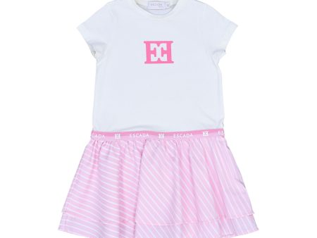 Escada Kids Girls  White and Pink Two-Tone Dress Online Hot Sale