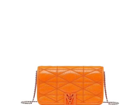 MCM Women s Travia Quilted Chain Wallet in Crushed Leather Online Sale