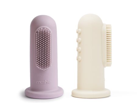 Mushie Kids Silicone Finger Toothbrushes - Lilac   Ivory | Gentle Oral Care for Babies Online Sale