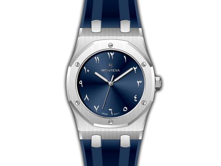 Monteva AP Gents Blue Dial Watch with Arabic Numerals and Blue Rubber Strap Supply