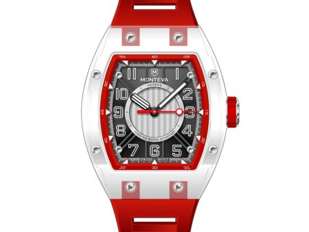 Monteva Gents Oval Watch with Red Rubber Strap Supply