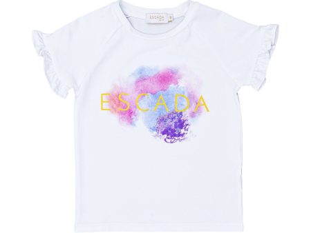 Escada Kids Girls  White T-Shirt with Colorful Logo Print Cheap