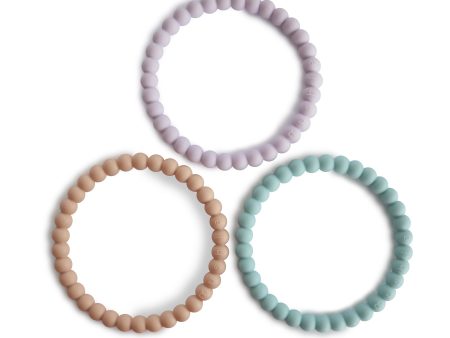 Mushie Bracelet Teether Lilac Cyan Soft Peach Cheap