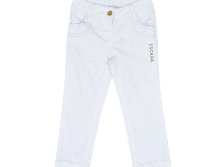 Escada Kids Girls White Cropped Trousers Supply