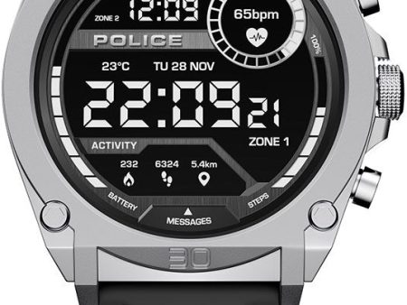 Police My Avatar Silver Matt and Glossy Black Silicone Unisex Smartwatch Sale