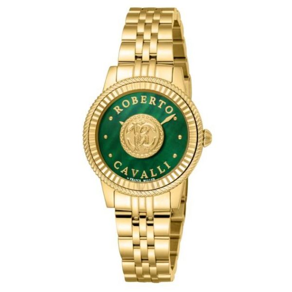 Roberto Cavalli by Franck Muller Ladies Green MOP Dial Gold-Tone Watch Fashion