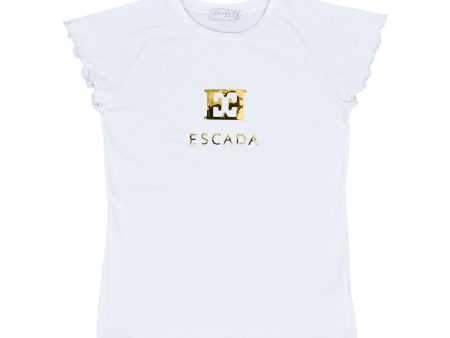 Escada Kids  Girls  T-Shirt With Golden Escada Logo & brand Name Discount