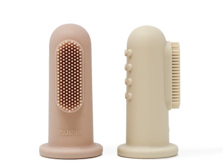 Mushie Kids Silicone Finger Toothbrushes - Blush Shifting Sand | Gentle Oral Care for Babies For Cheap