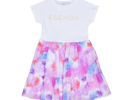 Escada Kids Girls  White & Watercolor Skirt Dress Online Hot Sale