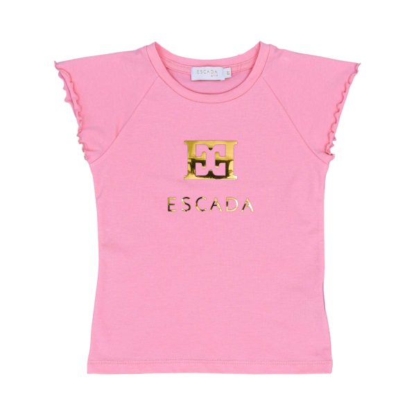 Escada Kids  Girls  T-Shirt With Golden Escada Logo & brand Name Discount