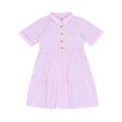 Escada Kids Girls  Pink Striped Short Sleeve Shirt Dress Sale